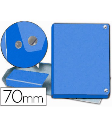 Carpeta proyectos pardo folio lomo 70 mm carton forrado azul con broche