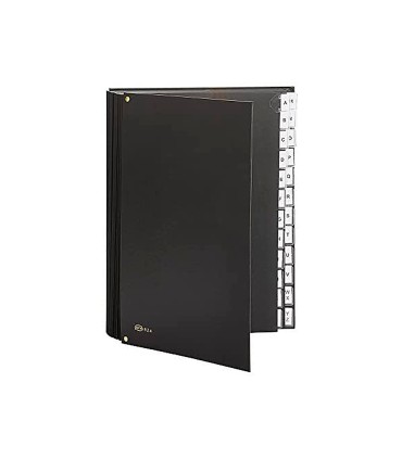 Carpeta clasificadora fuelle pardo carton compacto folio 24 departamentos visor doble personalizables color negro