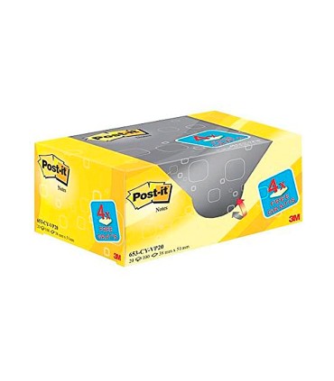 Bloc de notas adhesivas quita y pon post it amarillo canario 76x127 mm pack promocional 164 gratis