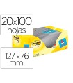 Bloc de notas adhesivas quita y pon post-it amarillo canario 76x127 mm pack promocional 16+4 gratis