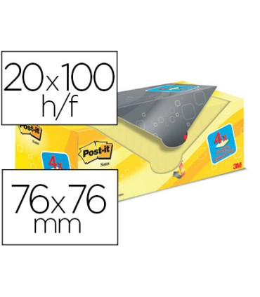 Bloc de notas adhesivas quita y pon post it amarillo canario 76x76 mm pack promocional 164 gratis