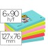 Bloc de notas adhesivas quita y pon post it super sticky 76x127 mm con 90 hojas pack de 6 unidades colores miami