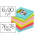 Bloc de notas adhesivas quita y pon post it super sticky 76x76 mm con 90 hojas pack de 6 unidades colores miami