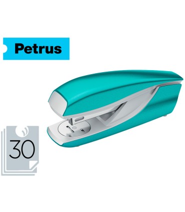 Grapadora petrus mod 635 petrus wow turquesa metalizada capacidad 30 hojas