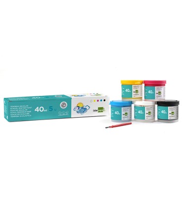 Tempera liderpapel escolar 40 ml caja 5 colores surtidos pincel