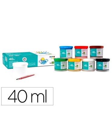 Tempera liderpapel escolar 40 ml caja 7 colores surtidos pincel