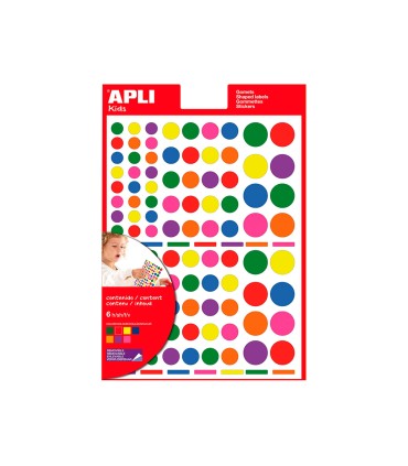 Gomets apli autoadhesivo formas surtidas multicolor blister de 6 hojas