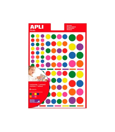 Gomets apli autoadhesivo circulo multicolor blister de 624 unidades surtidas