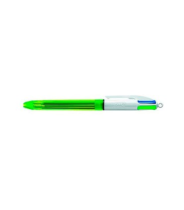 Boligrafo bic cuatro colores azul negro rojo amarillo fluor punta media 1 mm