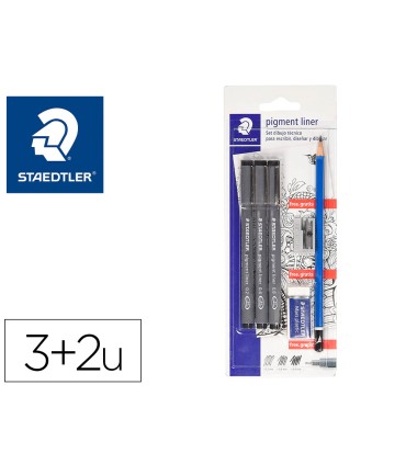 Rotulador staedtler calibrado micrometrico 308 negro blister de 3 und goma lapiz y sacapuntas de regalo