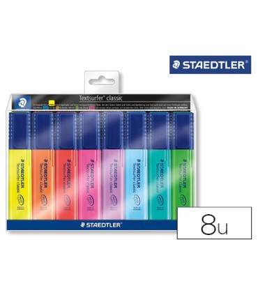 Rotulador staedtler textsurfer 364 fluorescente bolsa de 6 unidades colores surtidos 2 regalo