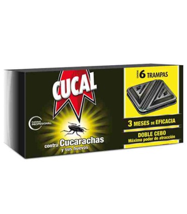 Trampa de cucarachas cucal contra cucarachas y huevos doble cebo 3 meses de eficacia pack de 6 trampas