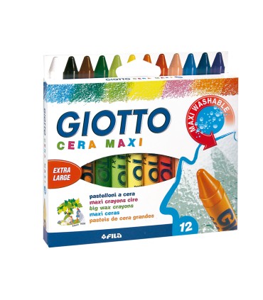 Lapices cera giotto maxi caja de 12 colores surtidos