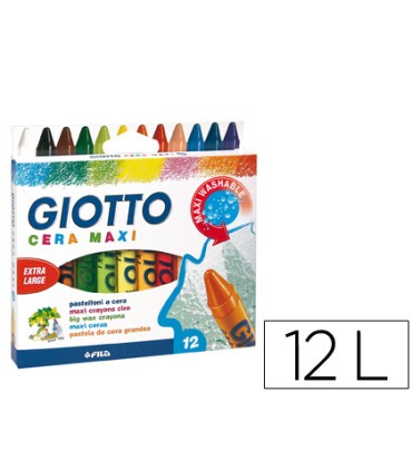 Lapices cera giotto maxi caja de 12 colores surtidos