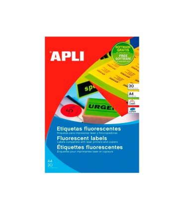 Etiqueta adhesiva apli 02880 tamano 210x297 mm para fotocopiadora laser ink jet caja con 20 hojas din a4 rojo