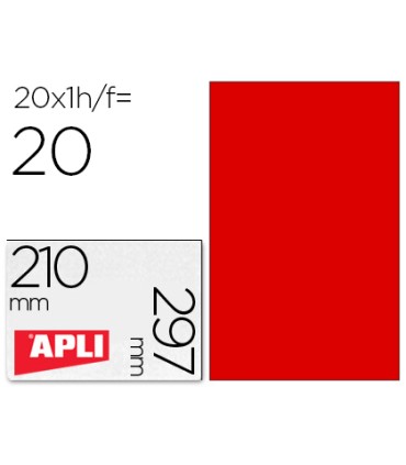 Etiqueta adhesiva apli 02880 tamano 210x297 mm para fotocopiadora laser ink jet caja con 20 hojas din a4 rojo