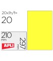 Etiqueta adhesiva apli 02878 tamaño 210x297 mm para laser fotocopiadora ink-jet caja con20 hojas din a4 amarillo