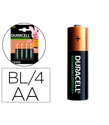 Pila duracell recargable staycharged aa 2500 mah blister de 4 unidades