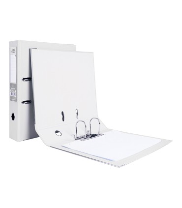 Archivador de palanca liderpapel folio documenta forrado pvc con rado lomo 75mm blanco con compresor