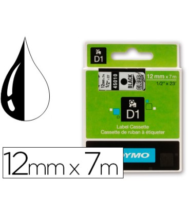 Cinta dymo negro transparente 12mm x7 mt d1