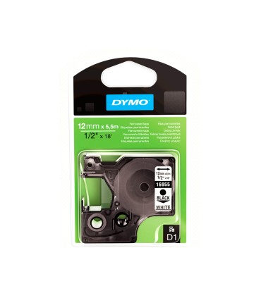 Cinta dymo negro blanco 12mm x 55 mt d1 polyester adhesivo permanente