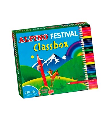 Lapices de colores alpino festival classbox caja de 288 unidades 12 colores surtidos