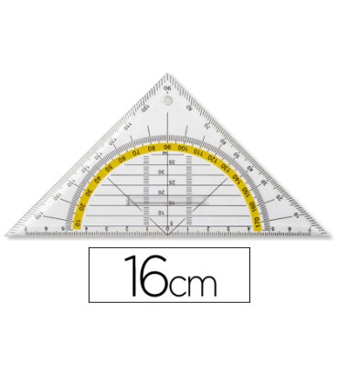 Escuadra liderpapel geometria 16 cm plastico cristal con pestana de sujeccion