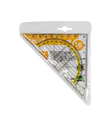 Escuadra liderpapel geometria 16 cm plastico cristal con pestana de sujeccion