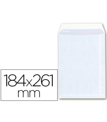 Sobre liderpapel bolsa a 6 offset blanco 100 gr 184x261 mm con tira de silicona caja de 250 unidades