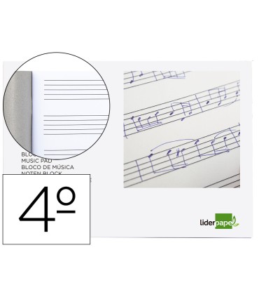 Bloc musica liderpapel pentagrama 5mm cuarto 20 hojas 100g m2 grapado