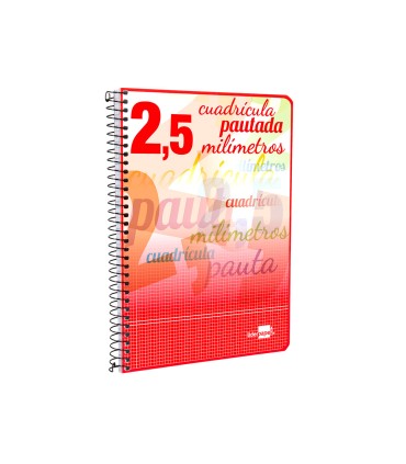 Cuaderno espiral liderpapel cuarto pautaguia tapa blanda 40h 75 gr cuadro pautado 25mmcon margen colores surtidos