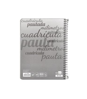 Cuaderno espiral liderpapel cuarto pautaguia tapa blanda 40h 75 gr cuadro pautado 25mmcon margen colores surtidos