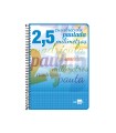 Cuaderno espiral liderpapel cuarto pautaguia tapa blanda 40h 75 gr cuadro pautado 2,5mmcon margen colores surtidos