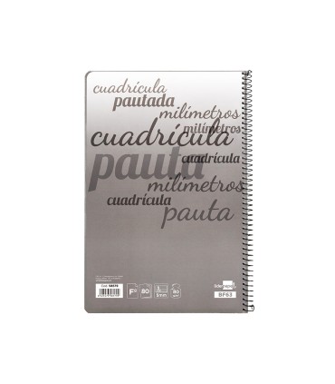 Cuaderno espiral liderpapel folio pautaguia tapa blanda 80h 75 gr cuadro pautado 5mm con margen colores surtidos