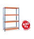 Estanteria metalica ar storage 200x100x60cm 4 estantes 430kg por estante bandejas de maderasin tornillos azul naranja