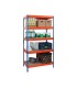 Estanteria metalica ar storage 192x100x50cm 5 estantes 300kg por estante bandejas de madera sin tornillos azul naranja