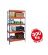 Estanteria metalica ar storage 192x100x50cm 5 estantes 300kg por estante bandejas de madera sin tornillos azul naranja