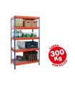 Estanteria metalica ar storage 192x100x50cm 5 estantes 300kg por estante bandejas de madera sin tornillos azul/naranja