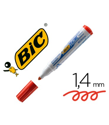 Rotulador bic velleda para pizarra rojo punta redonda 13 mm