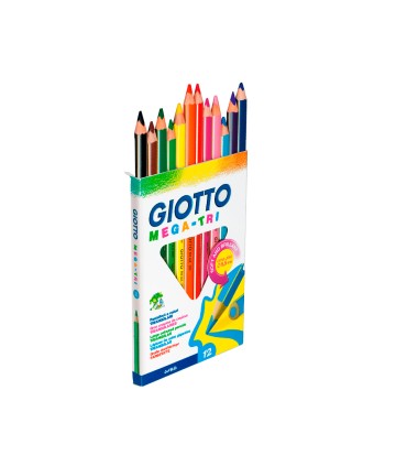 Lapices de colores giotto mega tri caja de 12 colores mina 55 mm