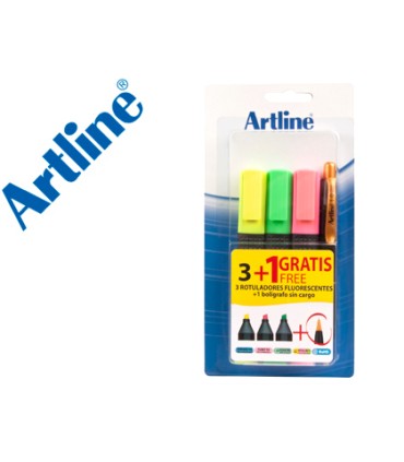 Rotulador artline fluorescente ek 660 blister de 3 unidades 1 boligrafo serie 7000 sin cargo