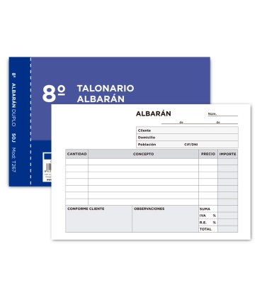 Talonario liderpapel albaran octavo duplicado apaisado