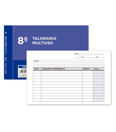 Talonario liderpapel multiuso octavo duplicado apaisado