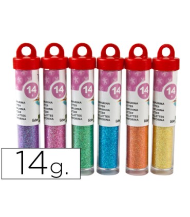 Purpurina liderpapel fantasia colores metalicos pasteles bote de 14 gr