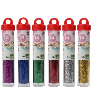 Purpurina liderpapel fantasia colores metalicos surtidos bote de 14 gr