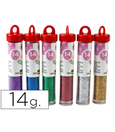 Purpurina liderpapel fantasia colores metalicos surtidos bote de 14 gr