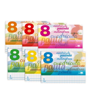 Libreta liderpapel pautaguia tapa cartoncillo 32 hojas din a5 cuadriculado pautado 8mm apaisada 70 gr