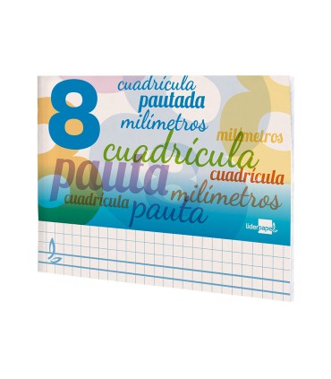 Libreta liderpapel pautaguia tapa cartoncillo 32 hojas din a5 cuadriculado pautado 8mm apaisada 70 gr