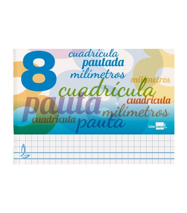 Libreta liderpapel pautaguia tapa cartoncillo 32 hojas din a5 cuadriculado pautado 8mm apaisada 70 gr