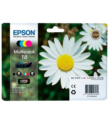 Ink jet epson multipack t18 negro amarillo cyan y magenta xp 102 px 202 px 205xp 305 xp 405